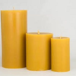 Set of 3 Pure Natural Beeswax Pillar Candles